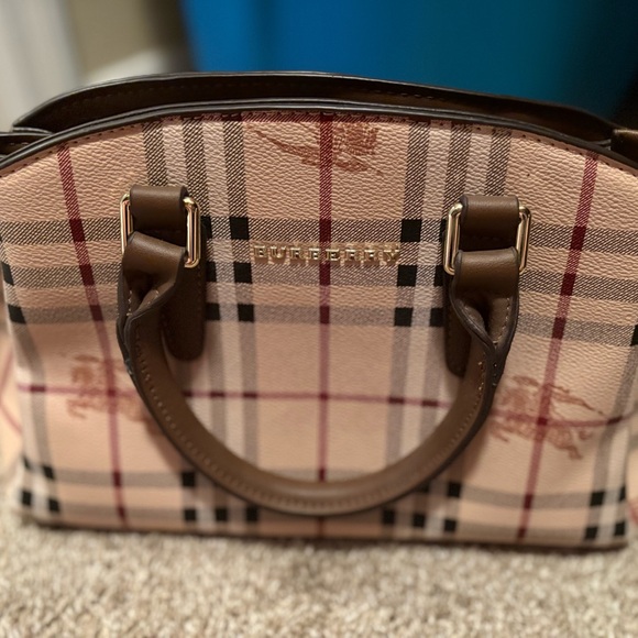 Burberry Checkered Tan and Brown Women's Bag - Picture 1 of 15
